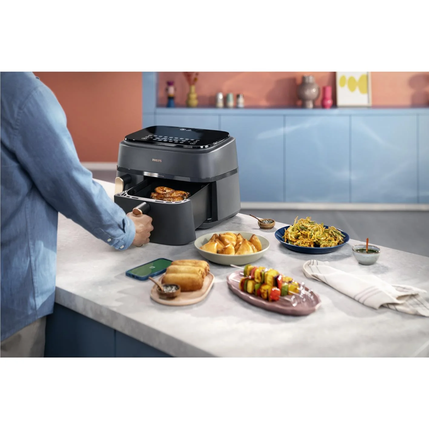 Philips 3000 Serie Dual Basket Airfryer XXL 9L (Grijs)