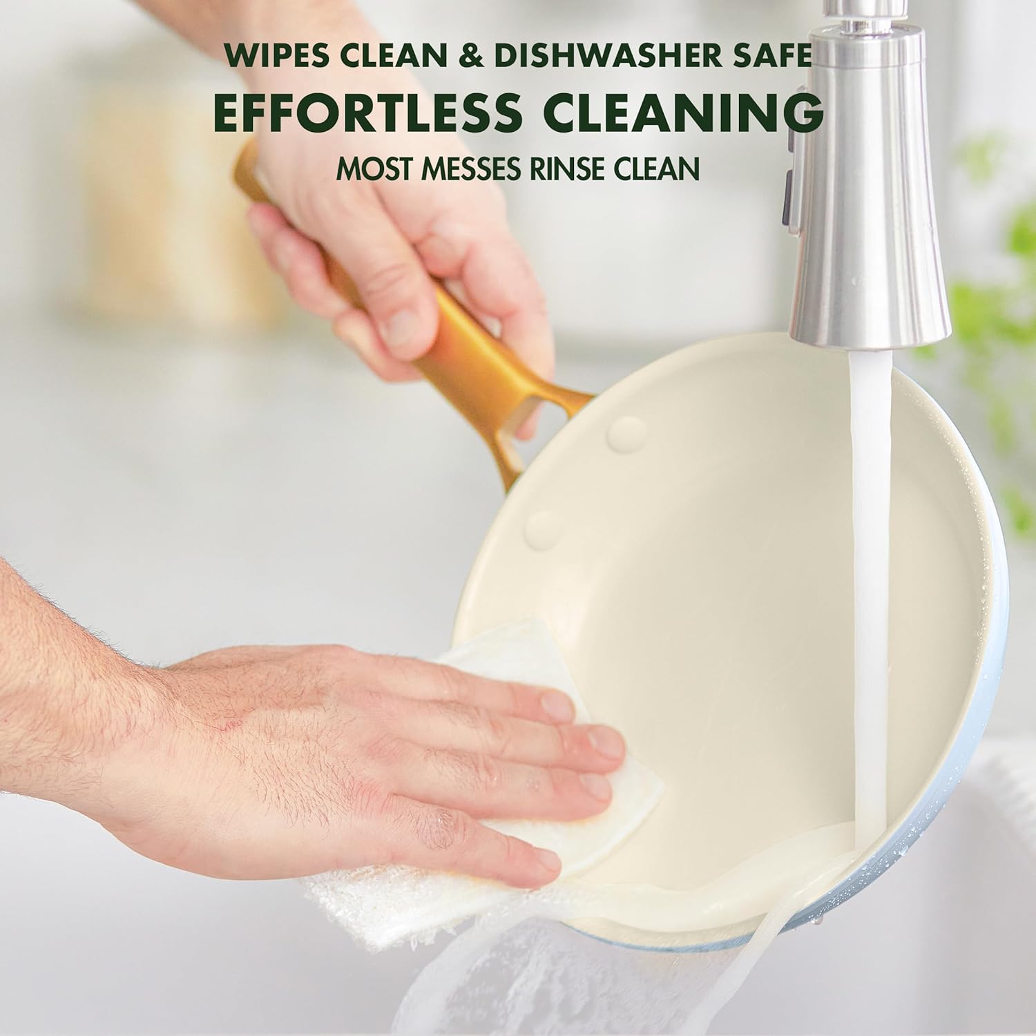 Reserve Hard Anodized Healthy Ceramic Nonstick 10 Piece Cookware Pots and Pans Set, Gold Handle, PFAS-Free, Dishwasher Safe, Oven Safe, Black