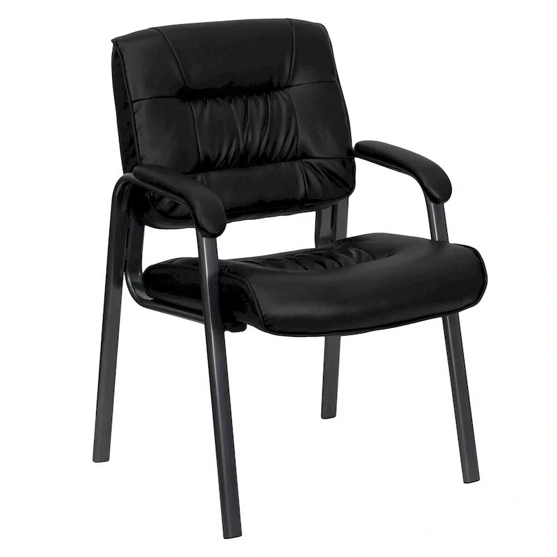 LeatherSoft Executive Lounge Chair with Titanium Gray Frame for Reception Areas