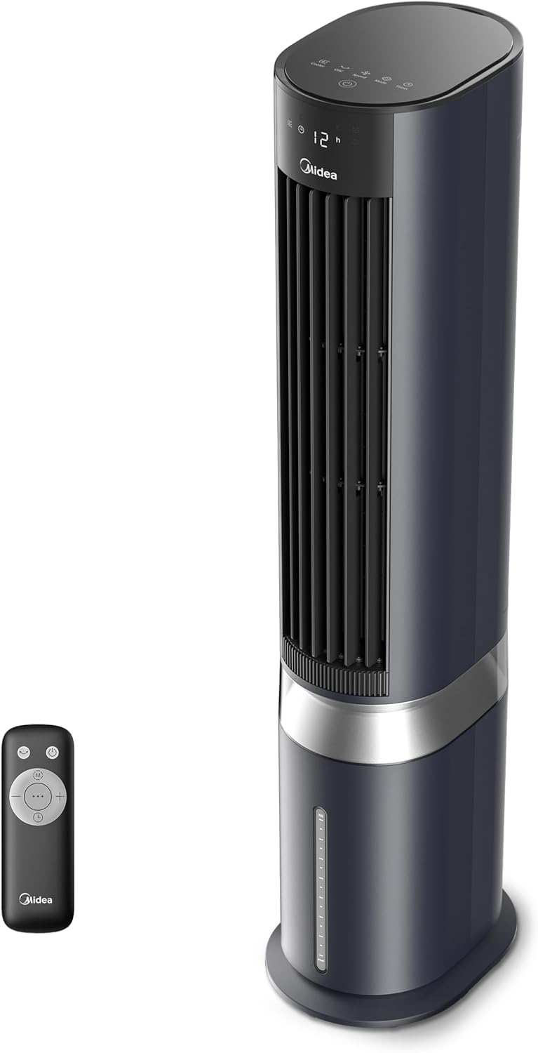 Midea Sensicool Luftkühler mit 7L Wasserkühlung | Mobile Klimaanlage ohne Abluftschlauch | Ventilator mit Wasserkühlung | 2000m³/h Verdunstungskühler, 6 Geschwindigkeiten, Touch-Display (Blau)