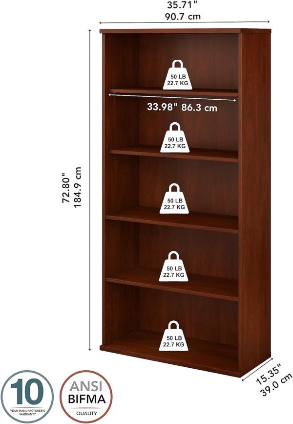 136HC-Z Studio C 5-Shelf 73-Inch H Bookcase, Hansen Cherry