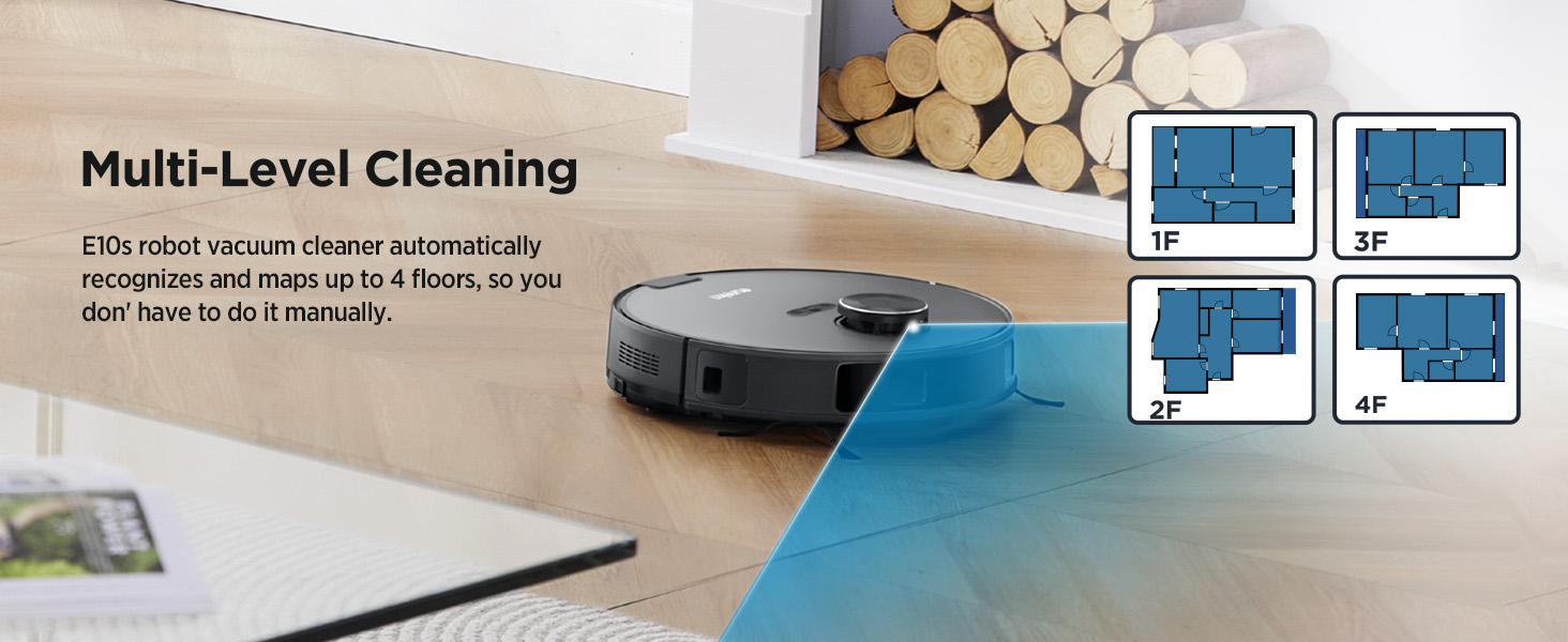 EUREKA E10s Robot Vacuum and Mop Combo 2 in 1, Bagless Self-Emptying Station, 45-Day Capacity 4000pa