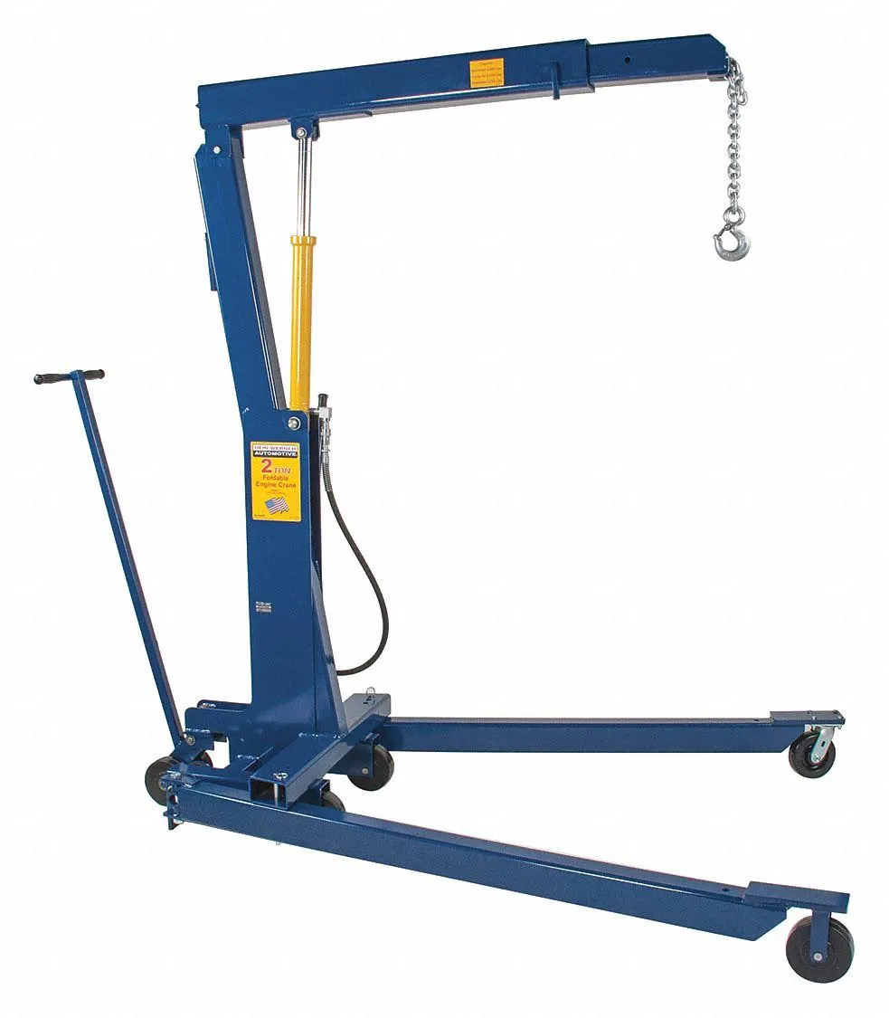 Hein-Werner 2 Ton Foldable Engine Crane HW93809, USA Made, Hydraulic Hand Pump, Swivel Boom, Easy Storage & Transport
