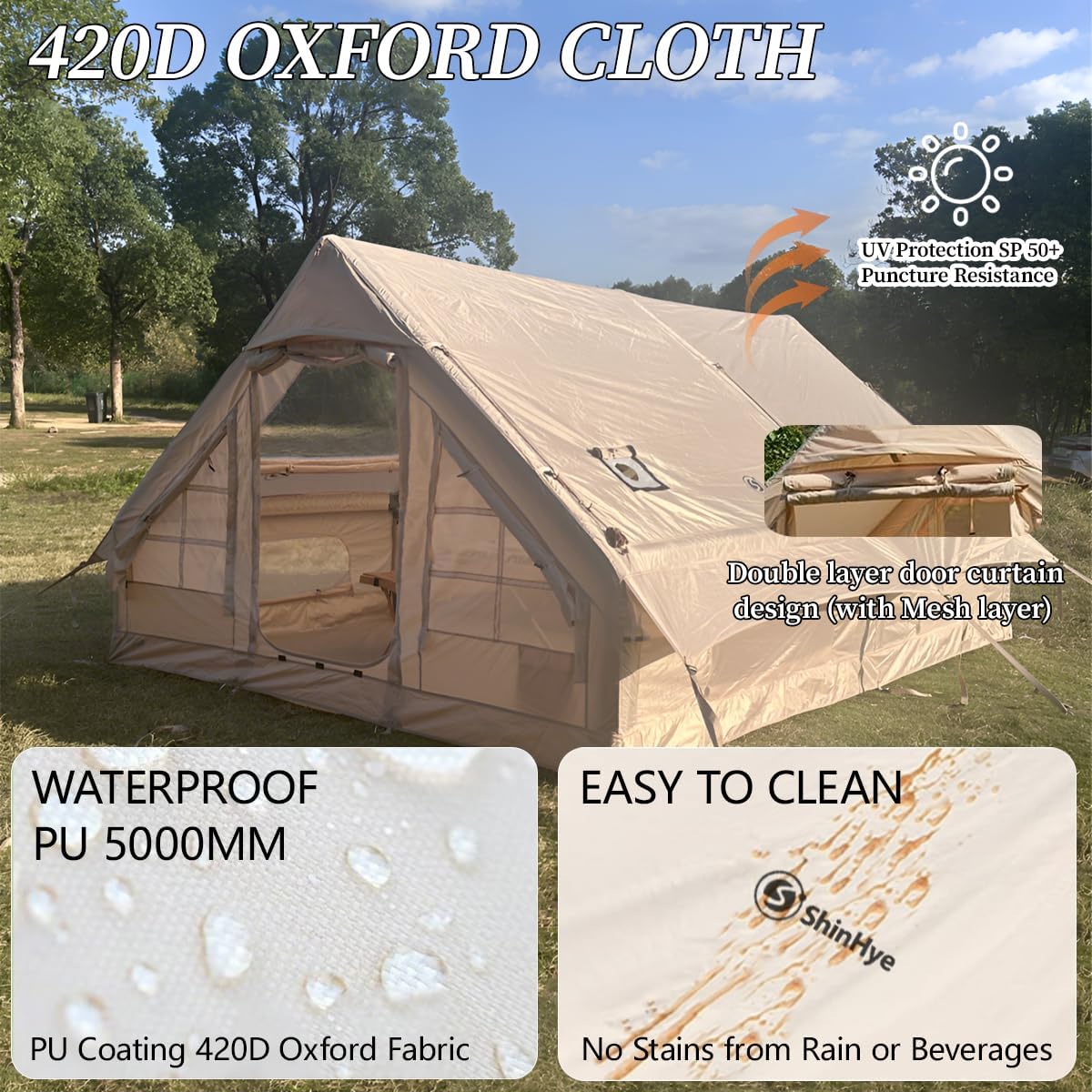 ShinHye Inflatable Tent Air Tent Camping Tent 4 People