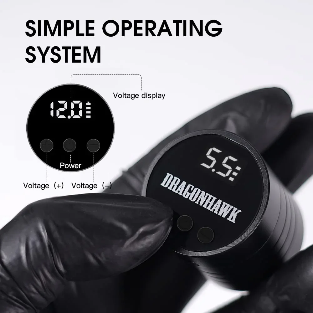 Dragonhawk S6 Pro Pluma de Tatuaje con Kit de Baterías Inalámbricas