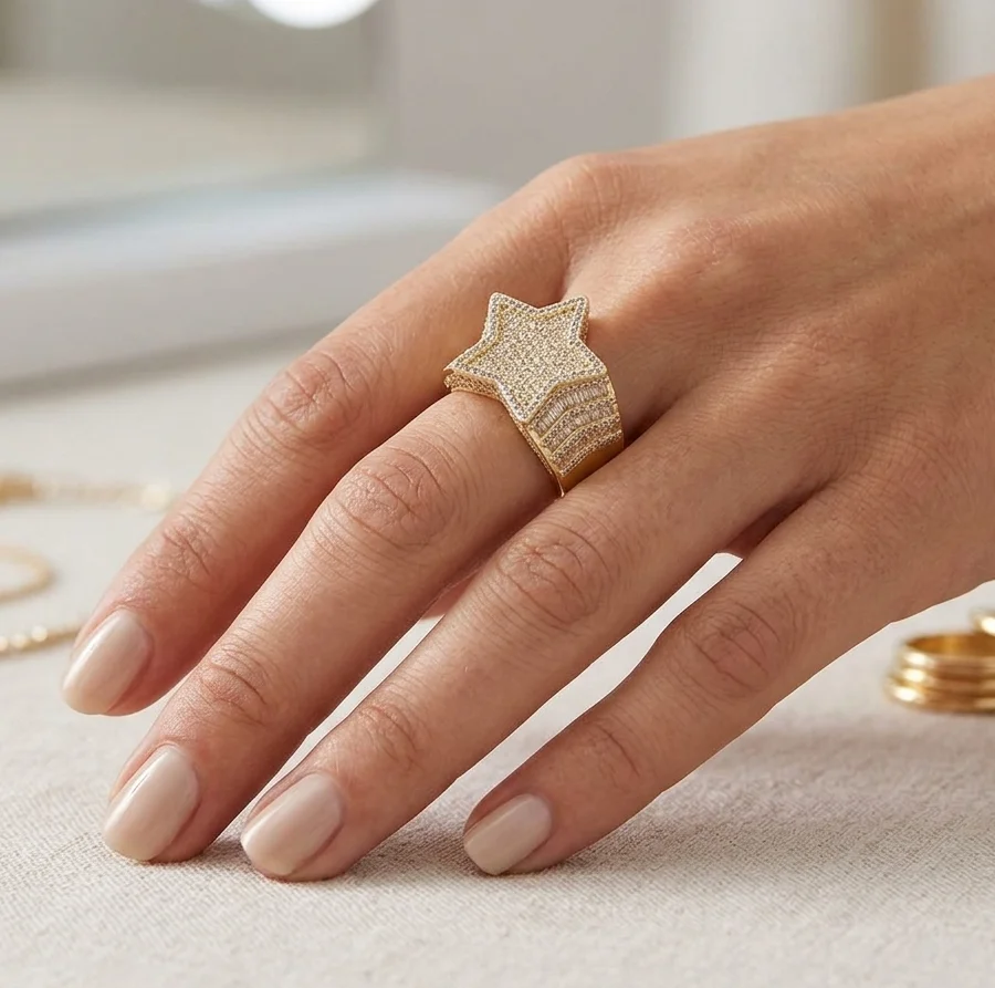 Big Daddy Big Star Baguette Iced Out Diamond Ring