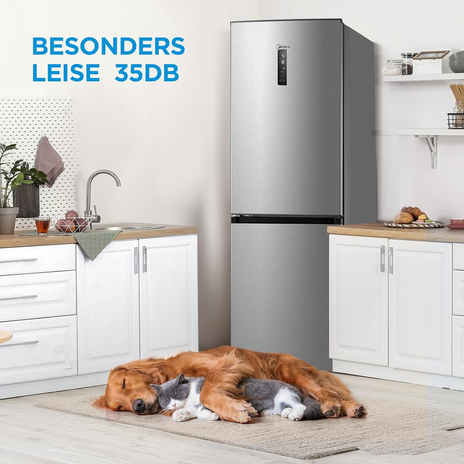 Midea MERB276FGE02A Fridge/Freezer Combination, 180 cm Height, NoFrost, Double Control, Super Cooling Function, 219 kWh per Year, Fridge Capacity 199 L, 71 L Freezer Capacity