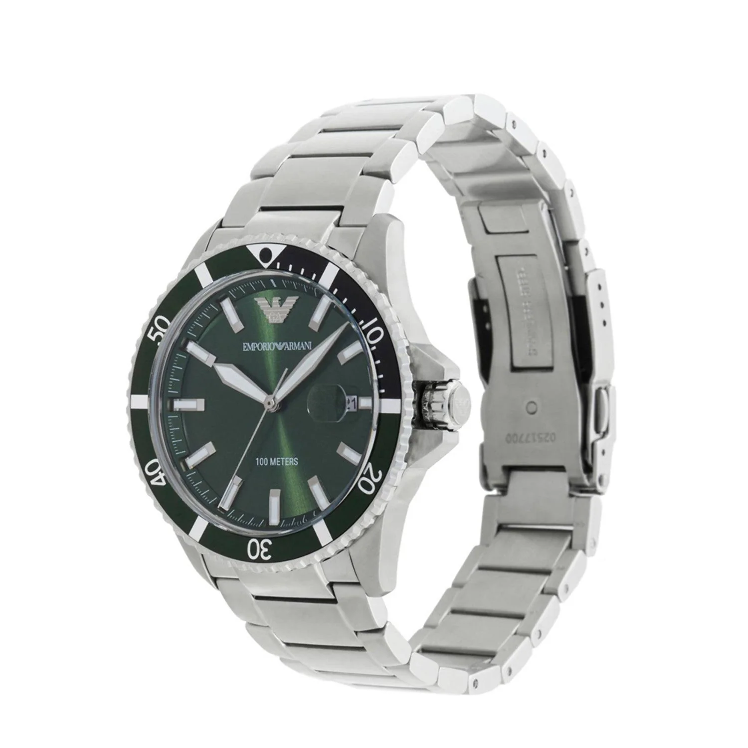 Emporio Armani Diver Three-Hand Date Green Dial Silver Men's Watch - AR11338 (DEFECT)