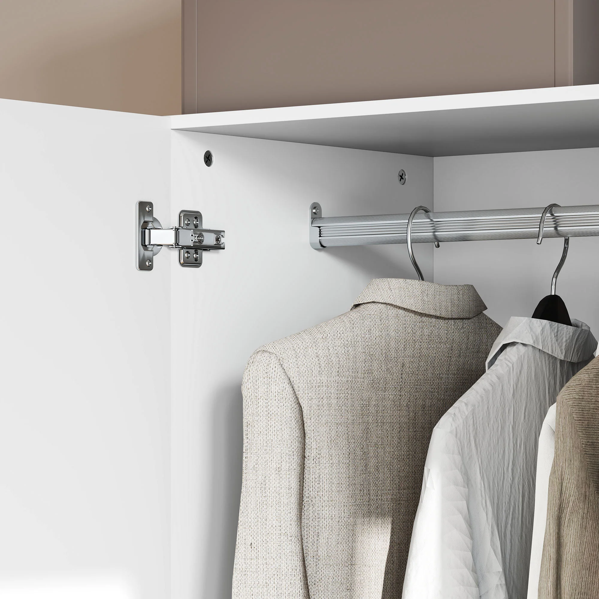 HOMCOM Garderobekast, 2-Deurs, Hangruimte, Kledingstang, 2 Laden, Spaanplaat, Wit