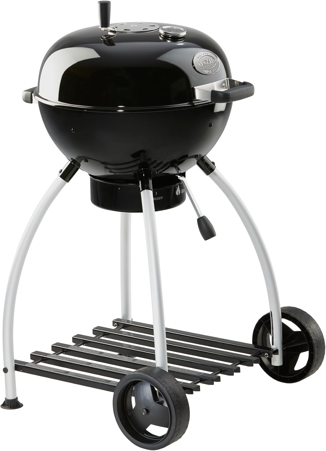 RÖSLE Holzkohle-Kugelgrill No.1 Sport F50, Hochwertiger Kohlegrill mit einstellbarer Luftzufuhr, Deckelscharnier, Deckelthermometer, stabiler Ablage, extra großer Grillfläche und Grillraum