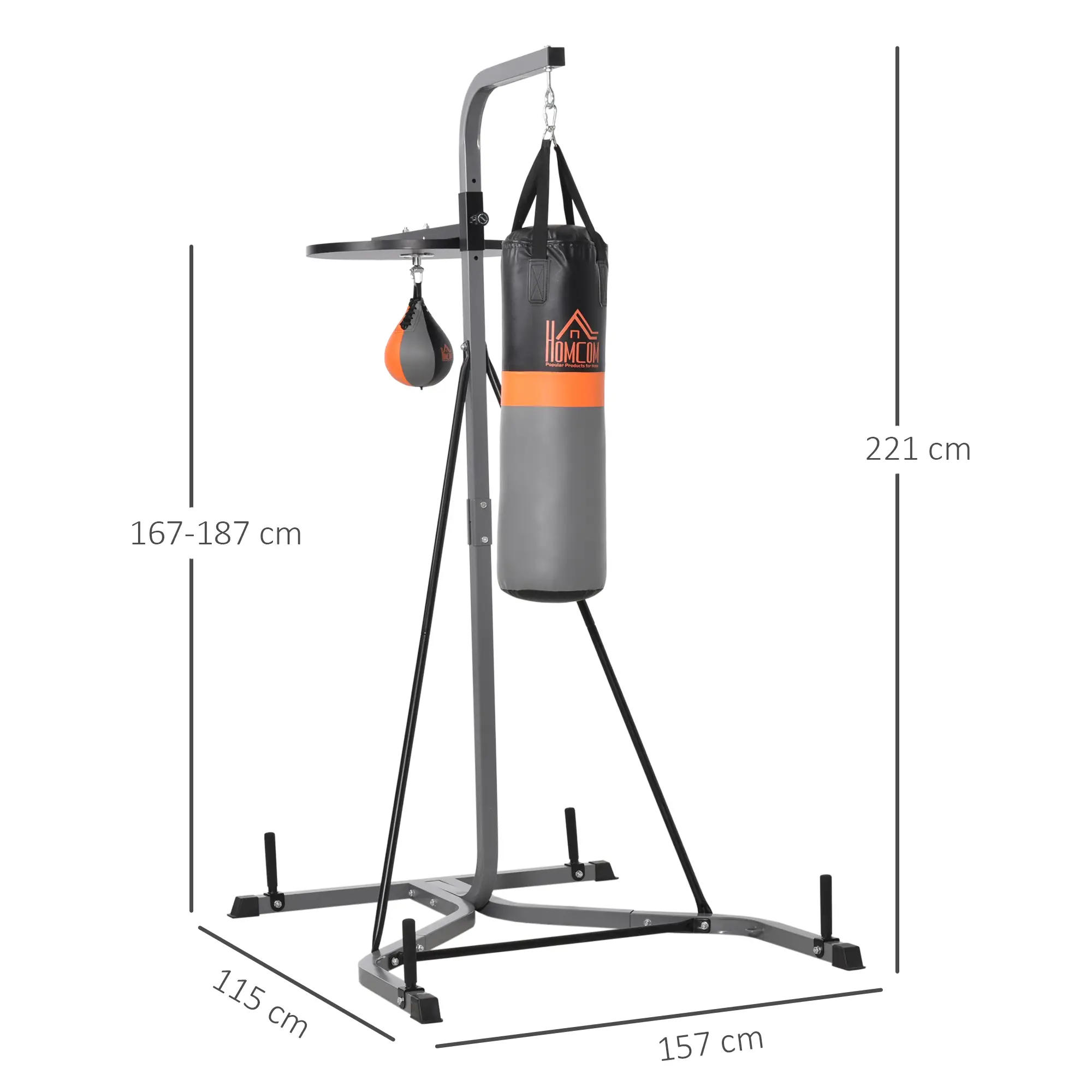 HOMCOM Boxsackständer 2-in-1 höhenverstellbar freistehend