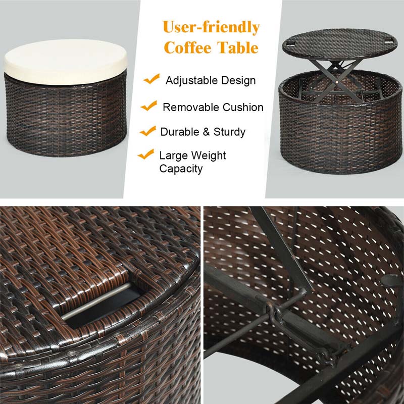 Eletriclife Patio Round Daybed Rattan Furniture Sets with Canopy