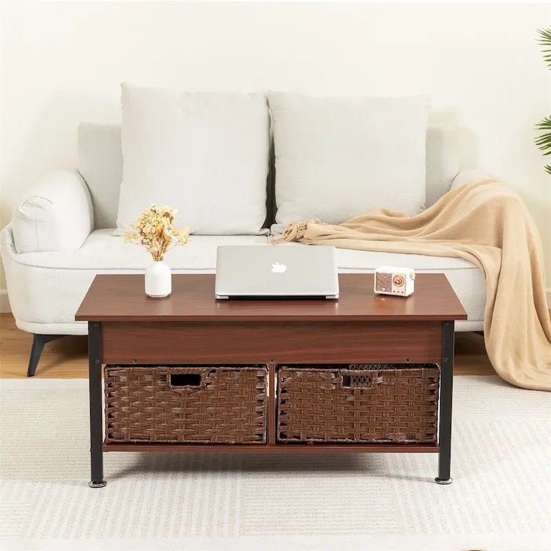 Metal Coffee Table with Lift-Top and Concealed Storage