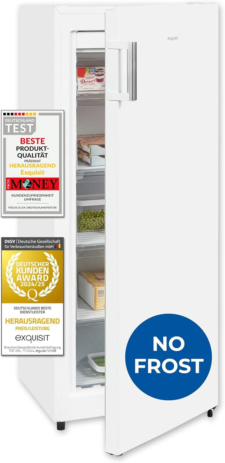 Exquisit Gefrierschrank NoFrost, Tiefk��hlschrank gro?, 161 Liter, Schnellgefrieren, Alarm-Funktion, GS5231-NF-H-040C weiss