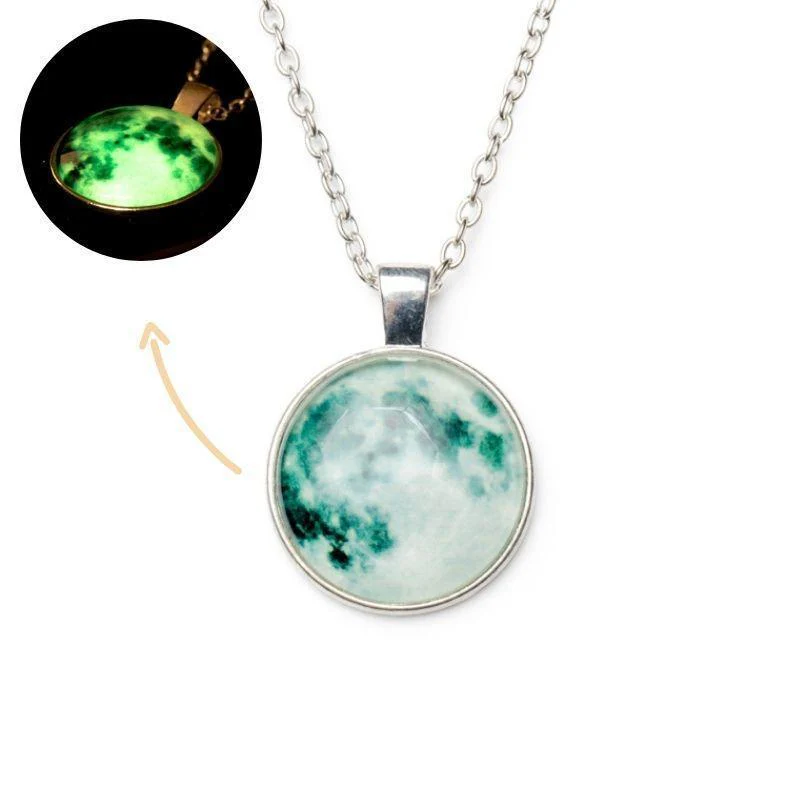 Maan Ketting - Lichtgevend - Zilver - Glow In the Dark - Mystiek