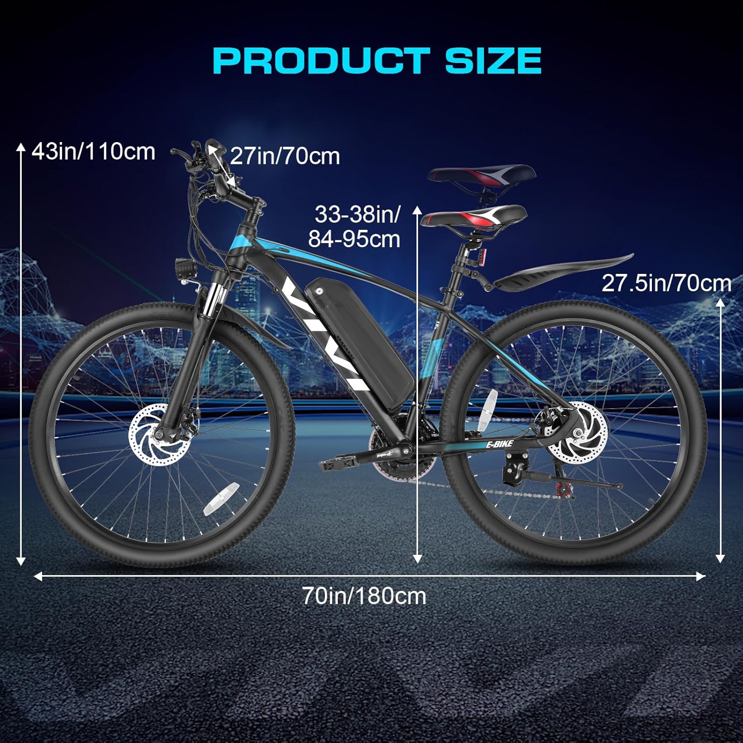 Vivi Electric Bike, 27.5 Electric Bike for Adults, Peak 750W Ebike 22MPH Electric Mountain Bike with 48V 499.2WH Battery, Up to 50 Miles, 21 Speed Adult Electric Bicycles, UL 2849 Certified