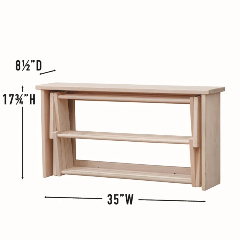 Extra Large Wall Clothes Drying Rack ~ Heavy Duty Solid Maple Hardwood, Folding, Collapses to 35