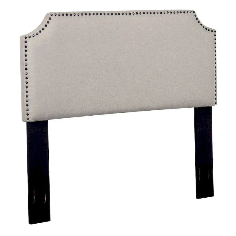 Contemporary Upholstered Fabric Headboard with Nailhead Trim for Full/Queen Beds