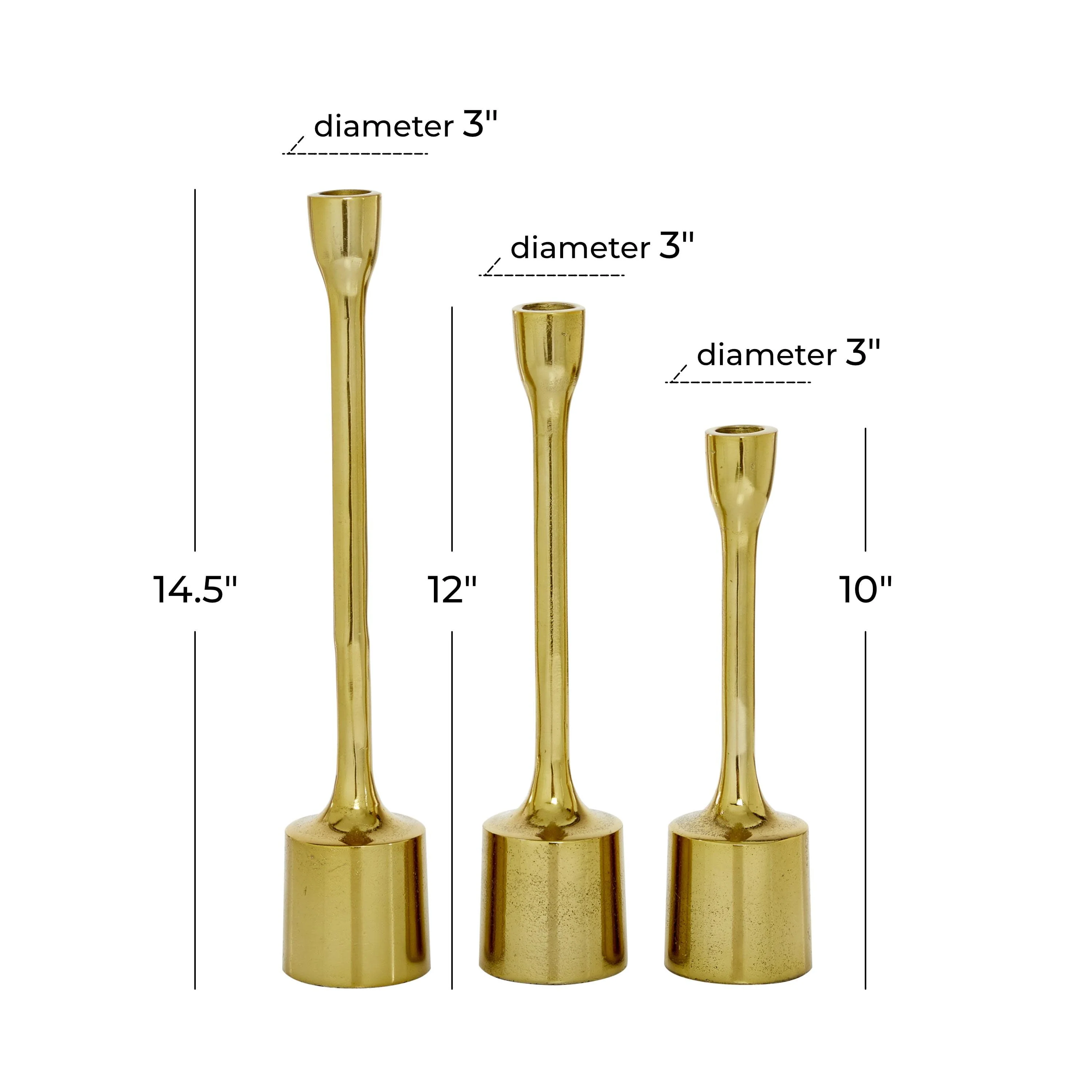 CosmoLiving by Cosmopolitan 3 Candle Gold Aluminum Metal Candle Holder, Set of 3