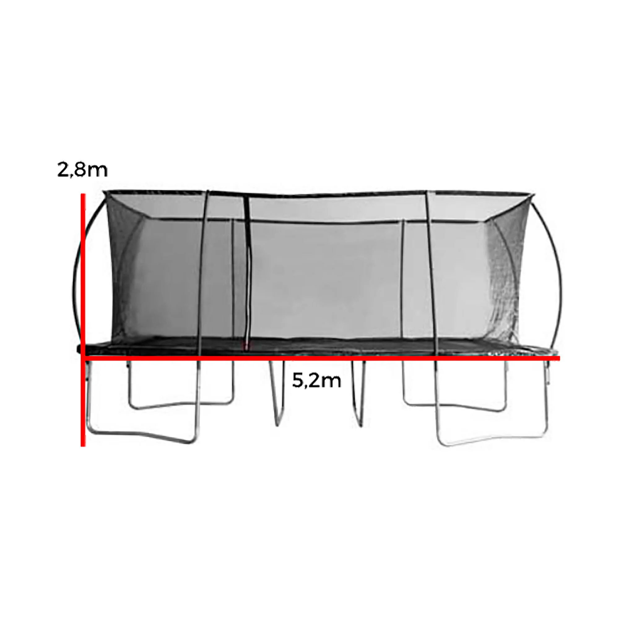 Gymsport Trampolin Rechteckig Advance, 5,2x3m, schwarz