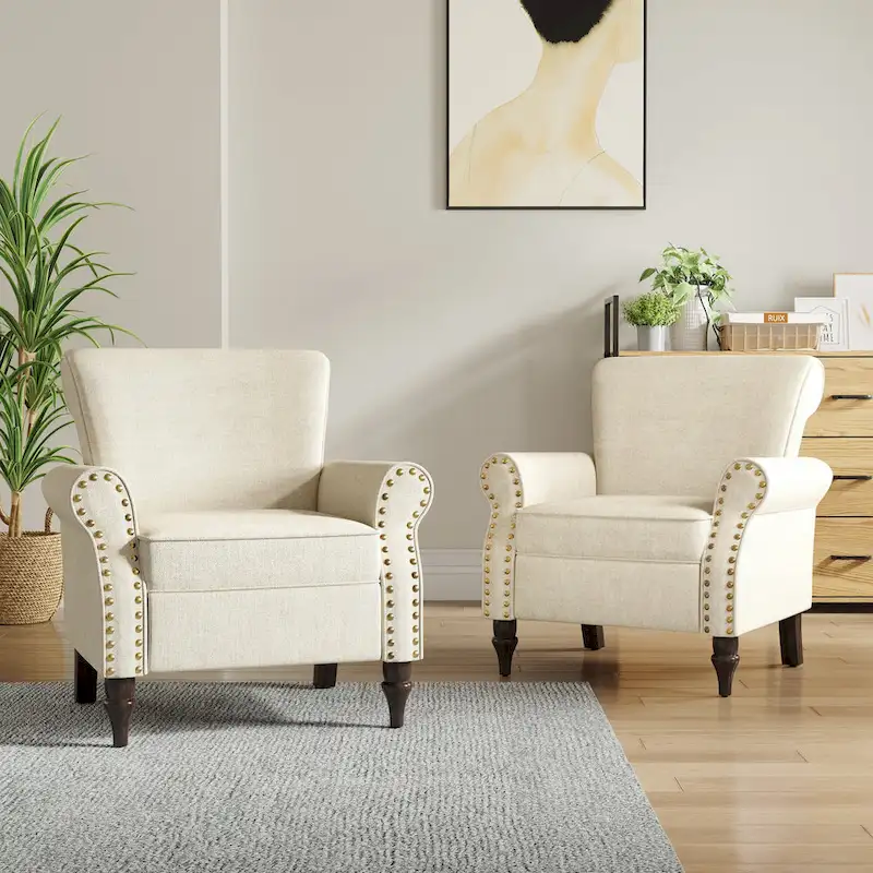 Nailhead Trimmed Living Room Armchair - Dimensions: 29.9W x 29.9H x 32.9D