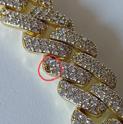 Big Daddy 14MM Full Iced Out Cuban Gold Bracelet 8 Inch (Defect)