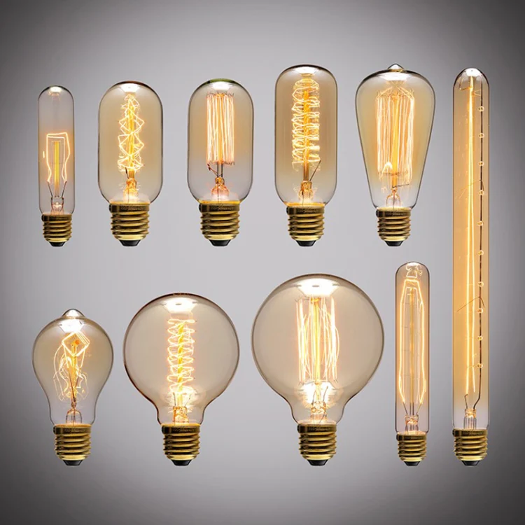 E27 40W Retro Edison Light Bulb Filament Vintage Ampoule Incandescent Bulb, AC 220V, A19 Spirai, G80 Spirai, G80 Filament, G95 Spirai, G95 Filament, ST64 Spirai, ST64 Christmas tree, ST64 Filament, T10 Filament, T185 Filament, T45 Spirai, T45 Filamen