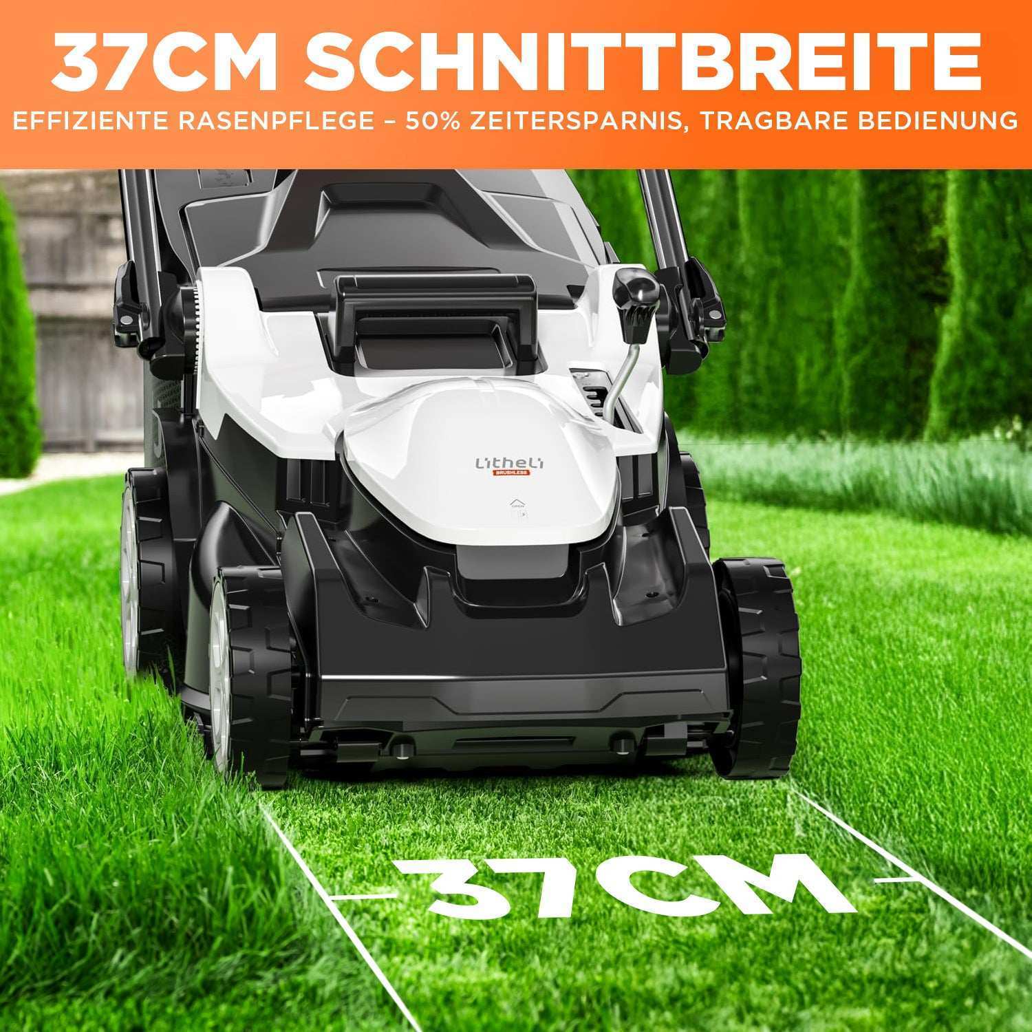 2025 Cortacésped inalámbrico U20 2 × 20V 37 cm brushless | Incluye 2 baterías de 4,0 Ah | Corte fácil hasta 300 m²