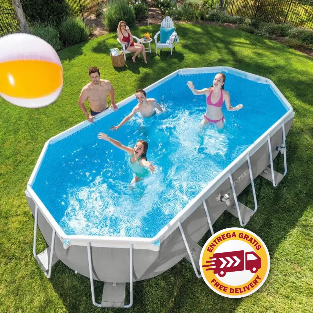 2025 Intex Prism Frame™ Set di piscina ovale da montare, 16,6 x 9 piedi x 48 pollici