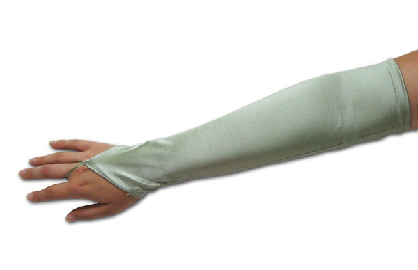 12 PACK Silver Satin Gauntlet Fingerless Gloves 18