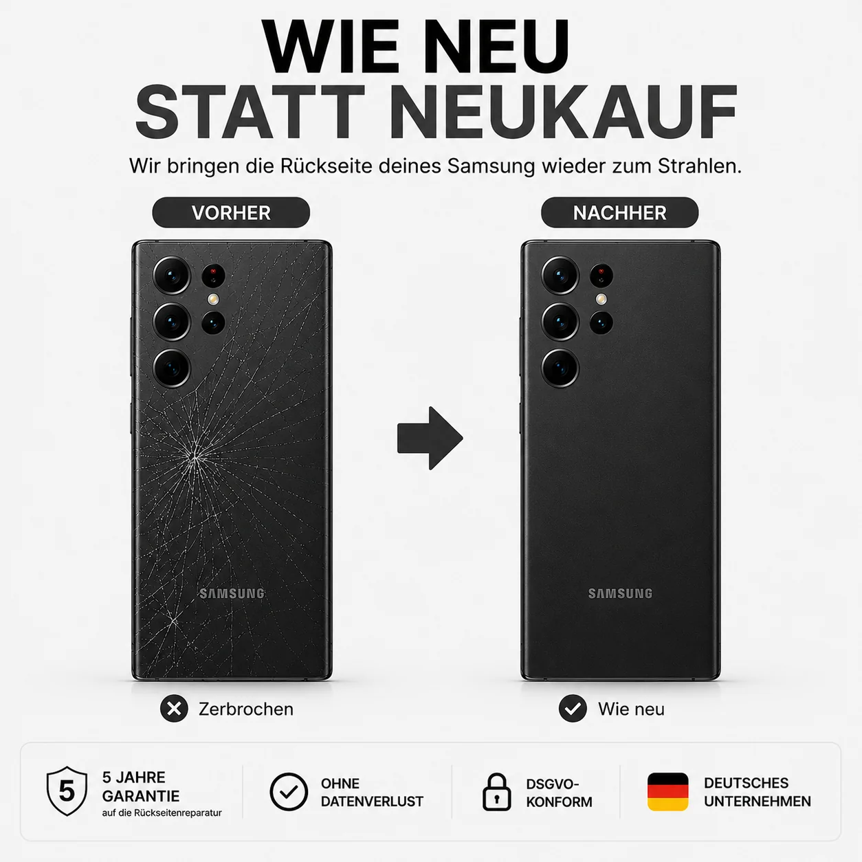 Samsung Galaxy R��ckseiten Reparatur