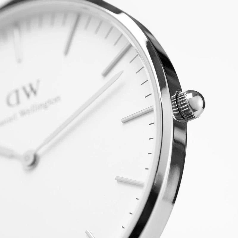 Daniel Wellington Classic Cornwall 36mm White Dial Black Nylon Strap Silver Watch - DW00100260