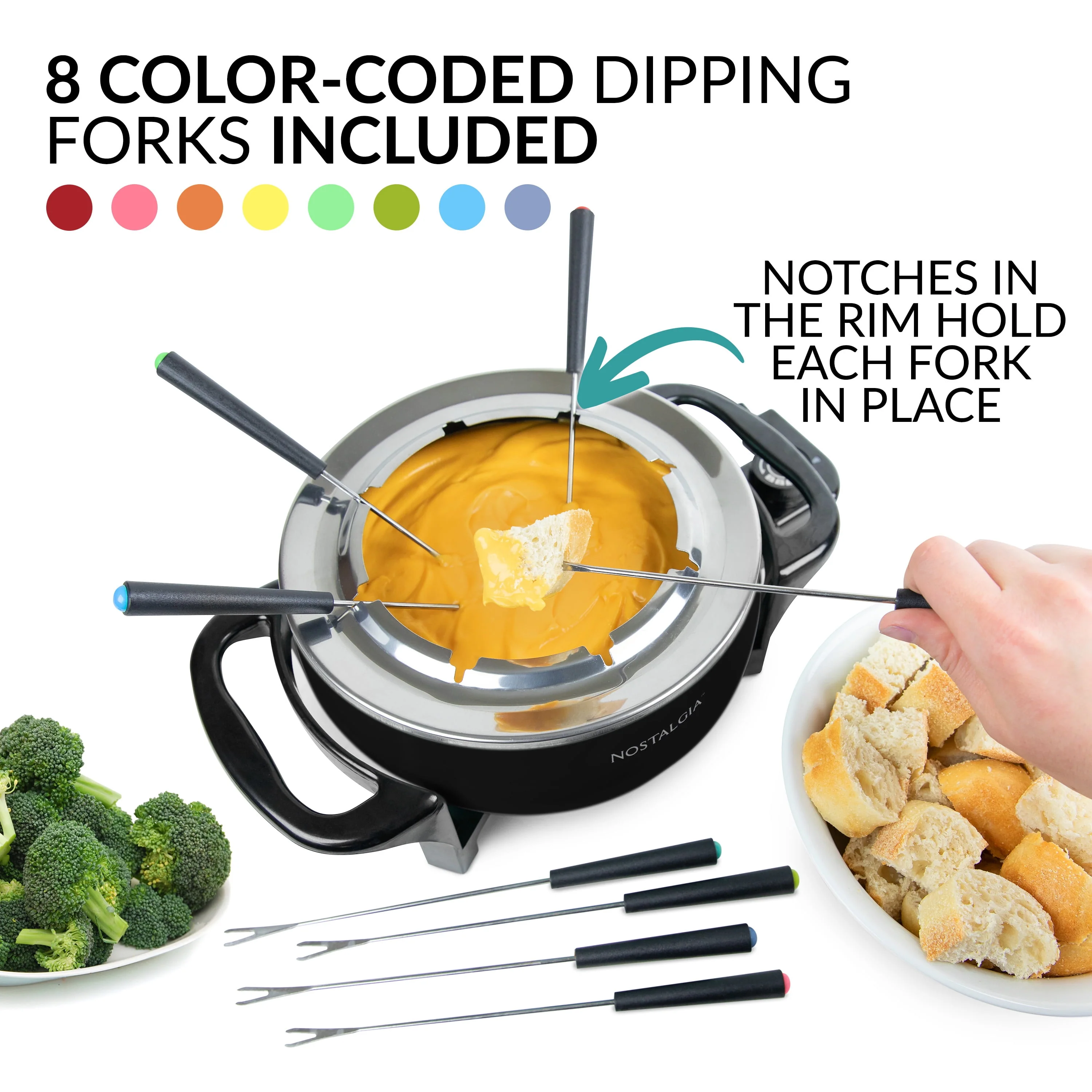 Nostalgia 12-Cup Electric Fondue Pot, Black