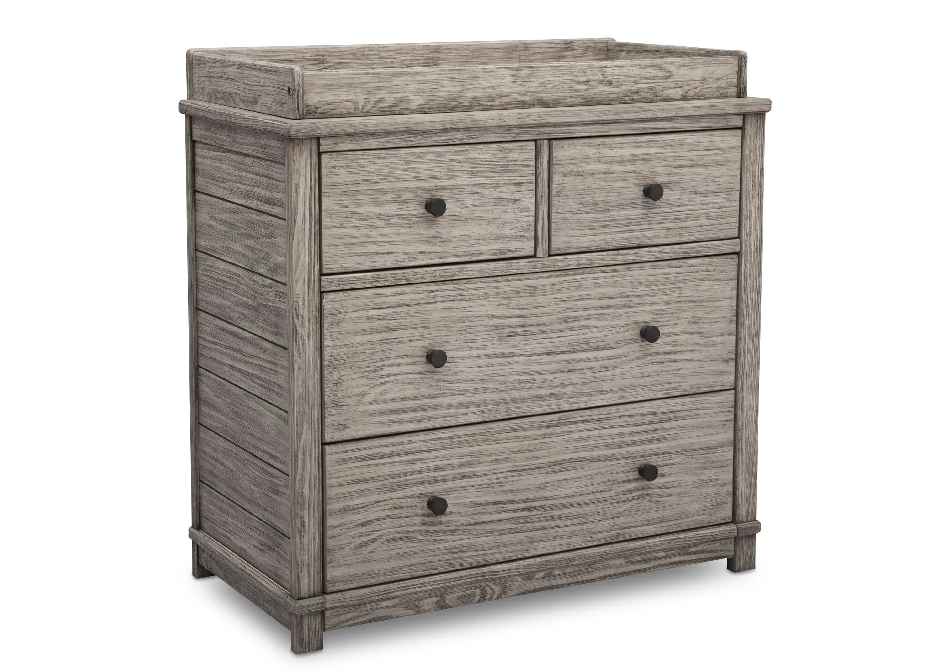 Simmons Kids Monterey 4-Drawer Dresser with Changing Top and Interlocking Drawers, Rustic Grey