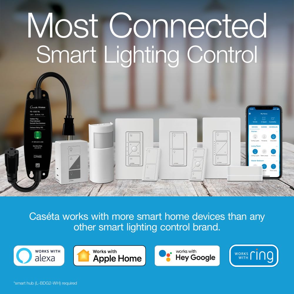 Lutron Caseta ELV+ Smart Dimmer Switch, 250W LED, Alexa Compatible, White, 2-Pack