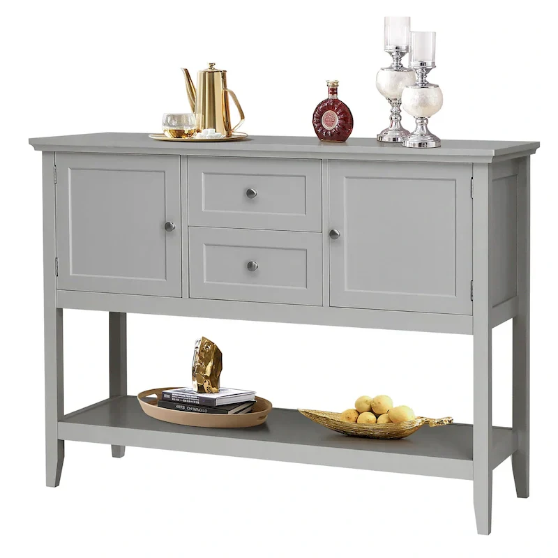 Modern Wooden Sideboard Buffet Cabinet with Drawers & Open Shelf