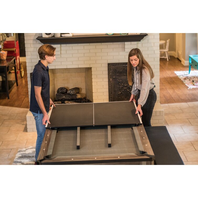 7�� 3-in-1 Combination Table Includes Billiards, Table Tennis, & Dining Table