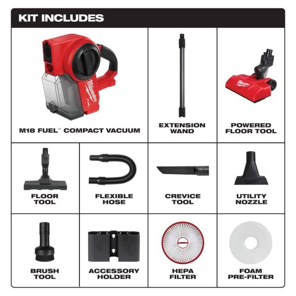 0940-20-48-59-1850 M18 FUEL 18-Volt Lithium-Ion Brushless .25 Gal. Cordless Jobsite Vacuum with 5.0 Ah Battery and Charger