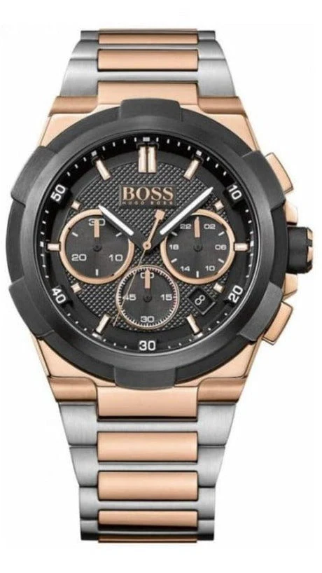 Hugo Boss Supernova Chronograph Black Dial Two Tone Steel Strap Watch for Men - 1513358