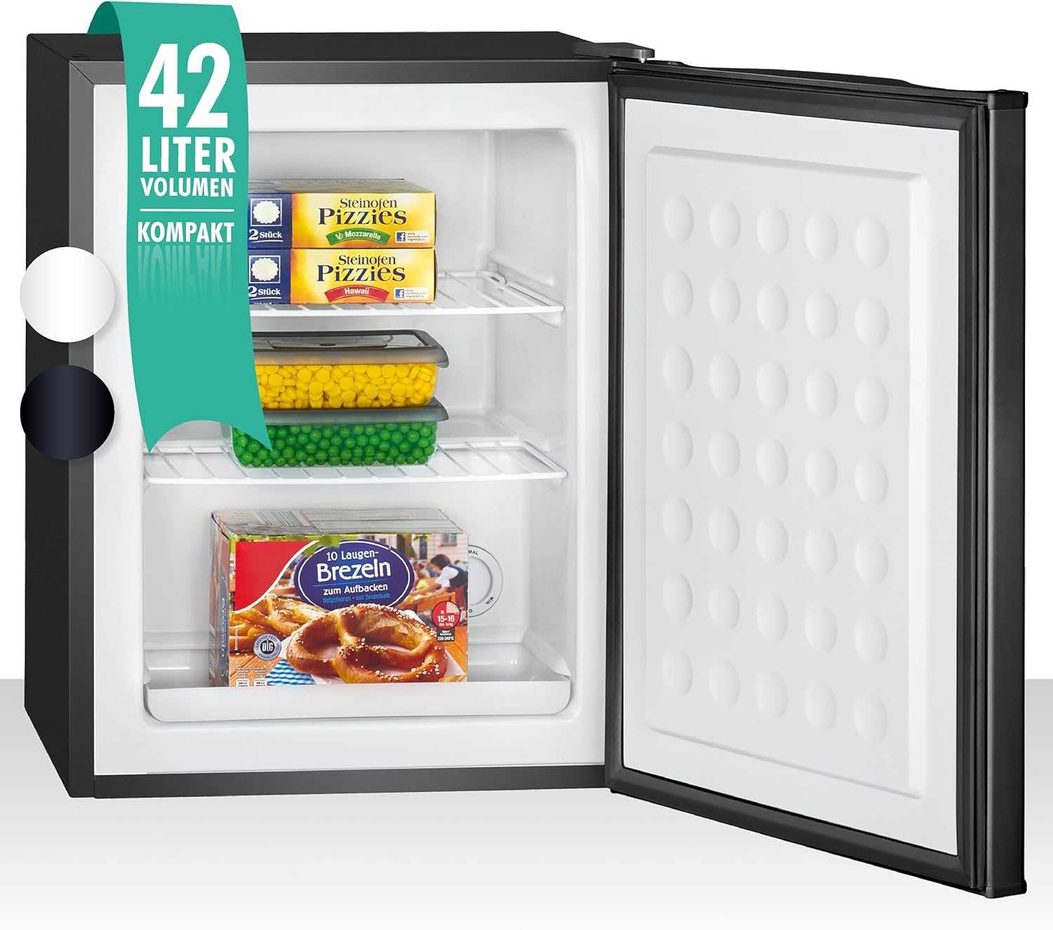 Bomann® Gefrierschrank klein mit 42L Nutzinhalt | Mini Gefrierschrank mit 2 herausnehmbaren Gitterablagen | Gefrierschrank mit wechselbarem Türanschlag & stufenloser Temperaturreglung |GB 7236 schwarz