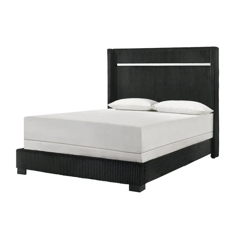 Pedro 6-Piece Black Velvet Upholstered Bedroom Collection