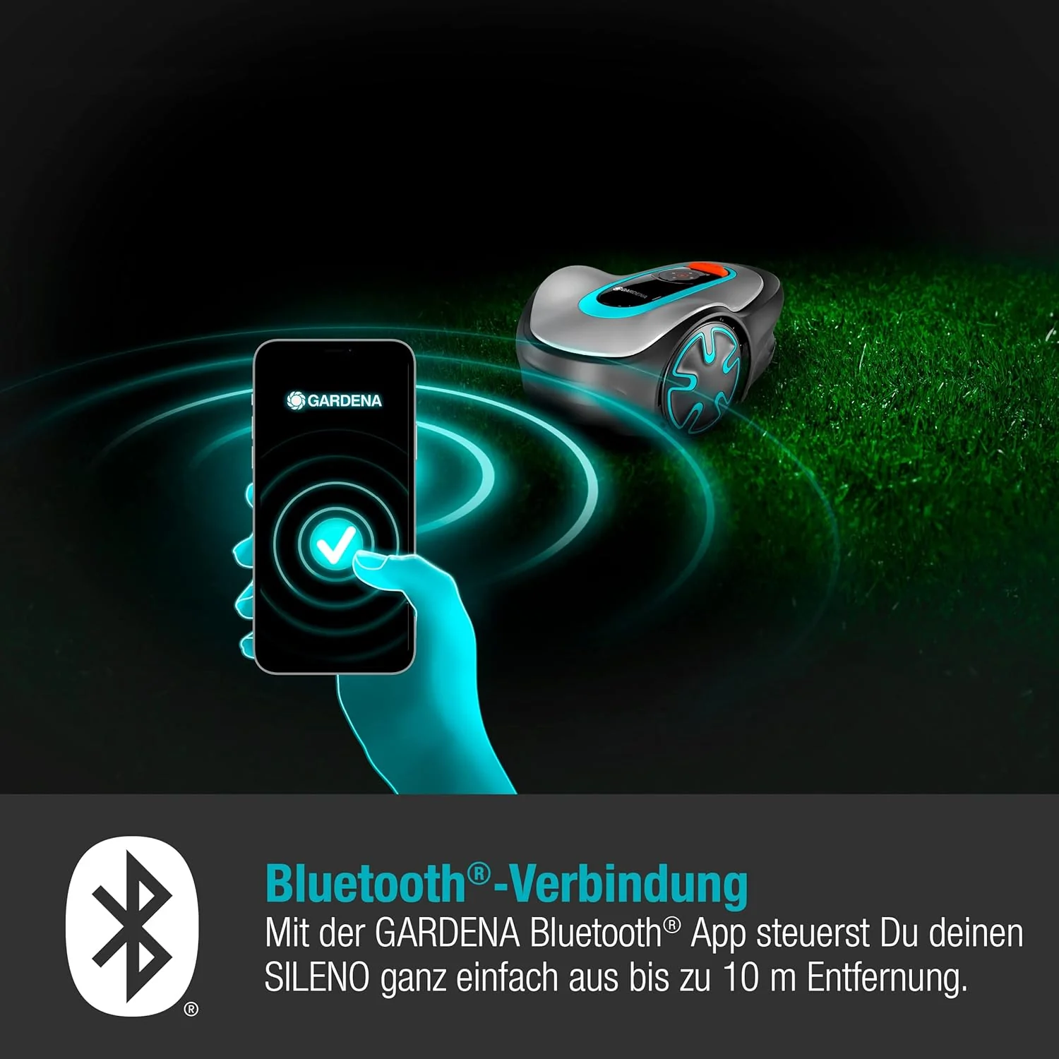 Gardena Robotmaaier SILENO minimo 500 m: intelligente grasmaaier met optimale connectiviteit, programmeerbaar met Gardena Bluetooth-app, DE-versie (15202-20)