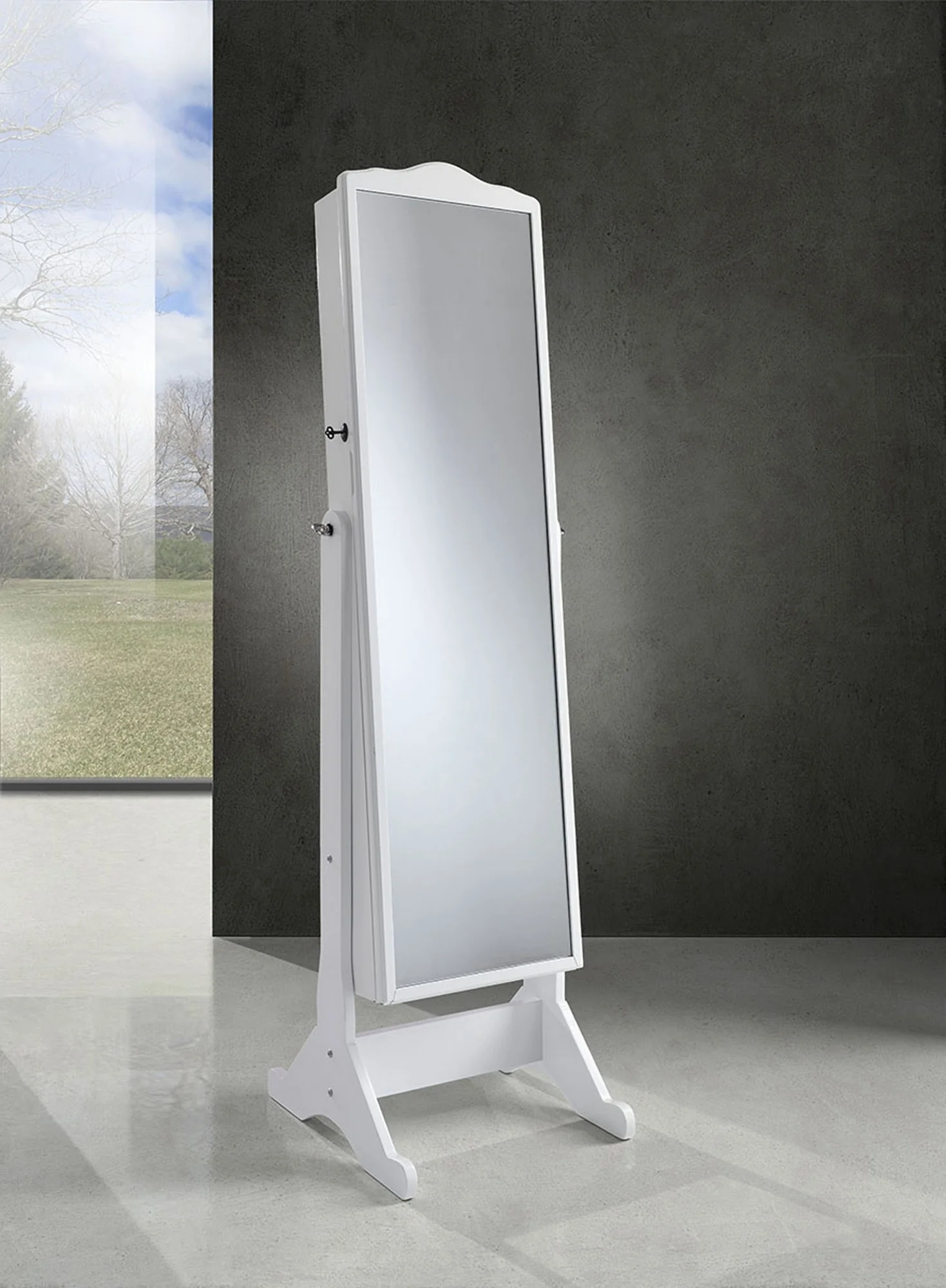 Specchiera da Bagno Bianca con Contenitore – Effetto Legno – 152x40x46,5 cm – Design Salvaspazio