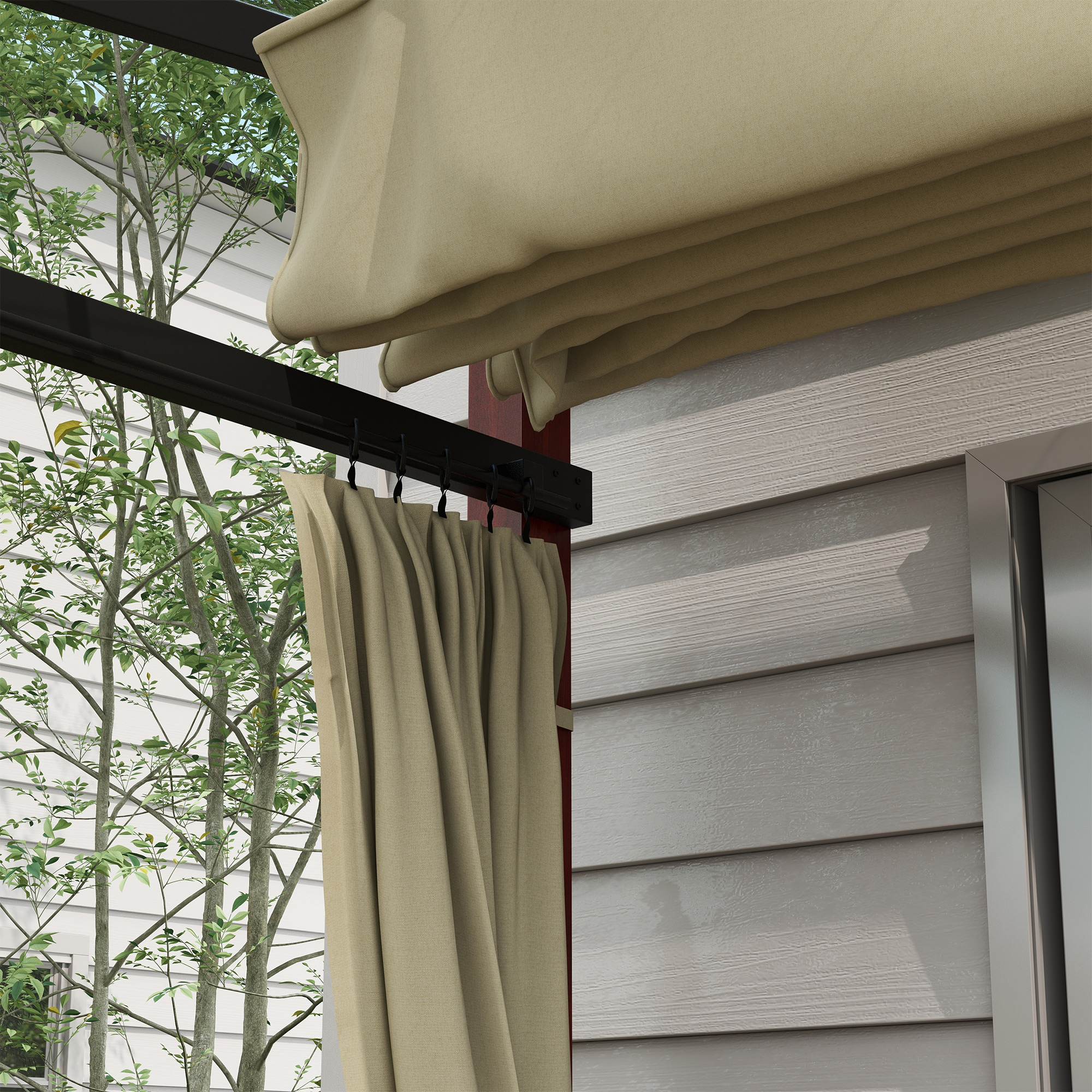 Outsunny Verstelbare Tuinprieel, Weerbestendig, Inclusief Bevestigingsmateriaal, Beige