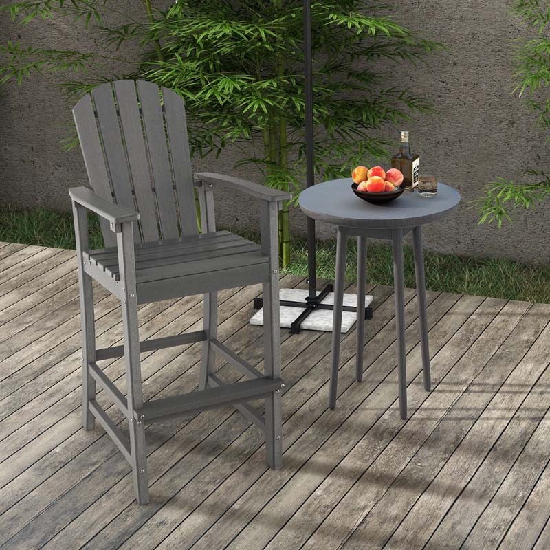 Outdoor HDPE Tall Adirondack Chairs with Armrests & Footrest, 30