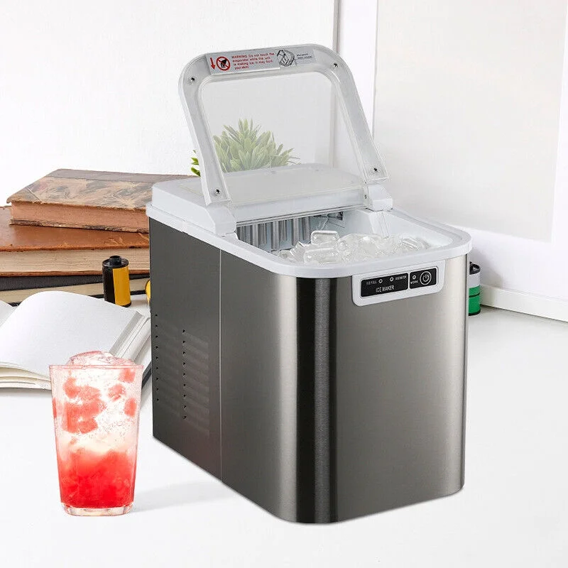 2025 Máquina de hacer hielo portátil CJC para mostrador con asa, bandeja de hielo y pala – para cocina, hogar, fiestas – 110V