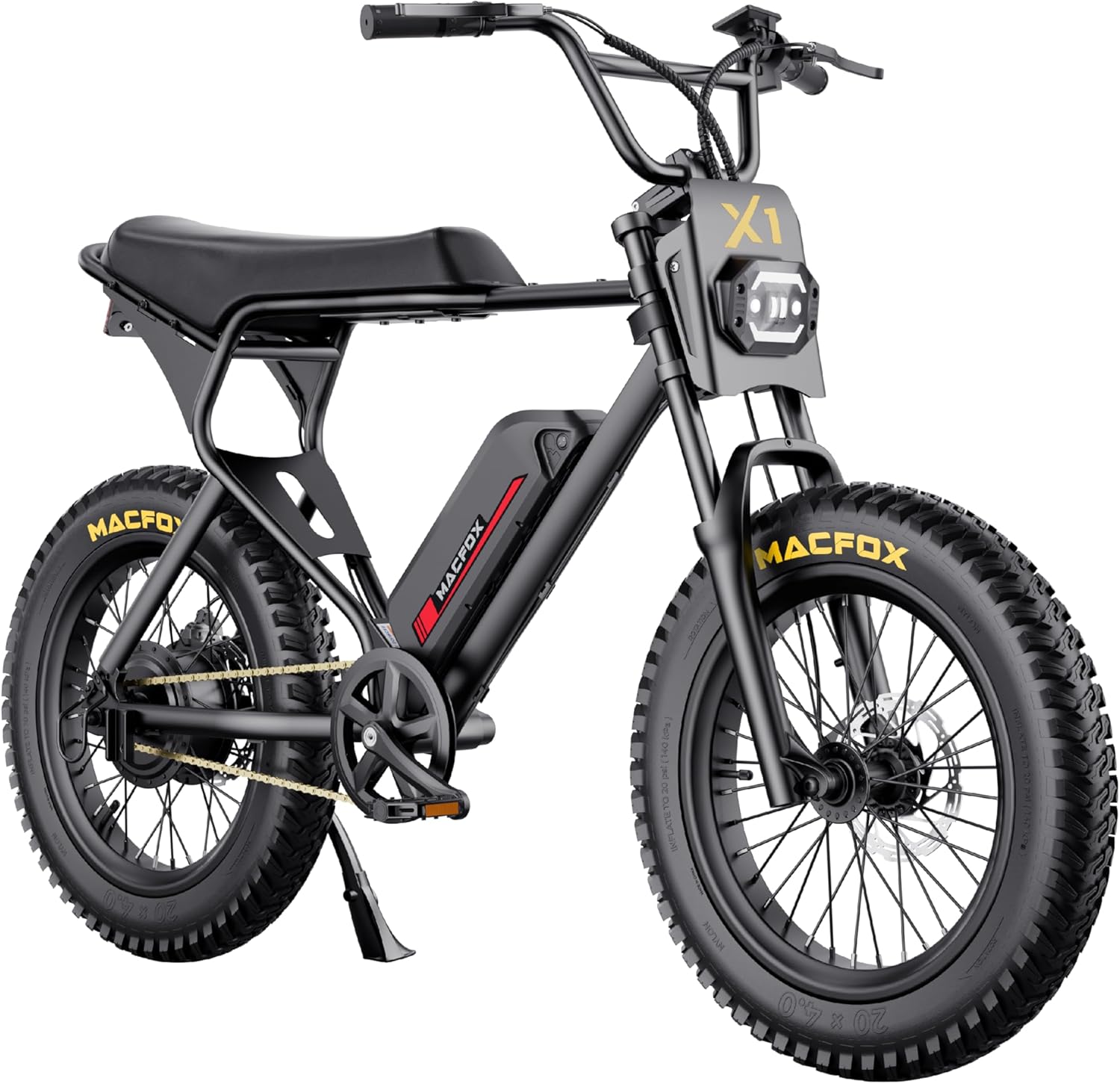 MACFOX Electric Bike for Adults Wheelies with 750W/500W Motor and 48V Ebike Battery, 20 Fat Tire Electric Dirtbike with Dual Disc Brakes and Shock Absorbers for Mountains, Road (US Warehouse)