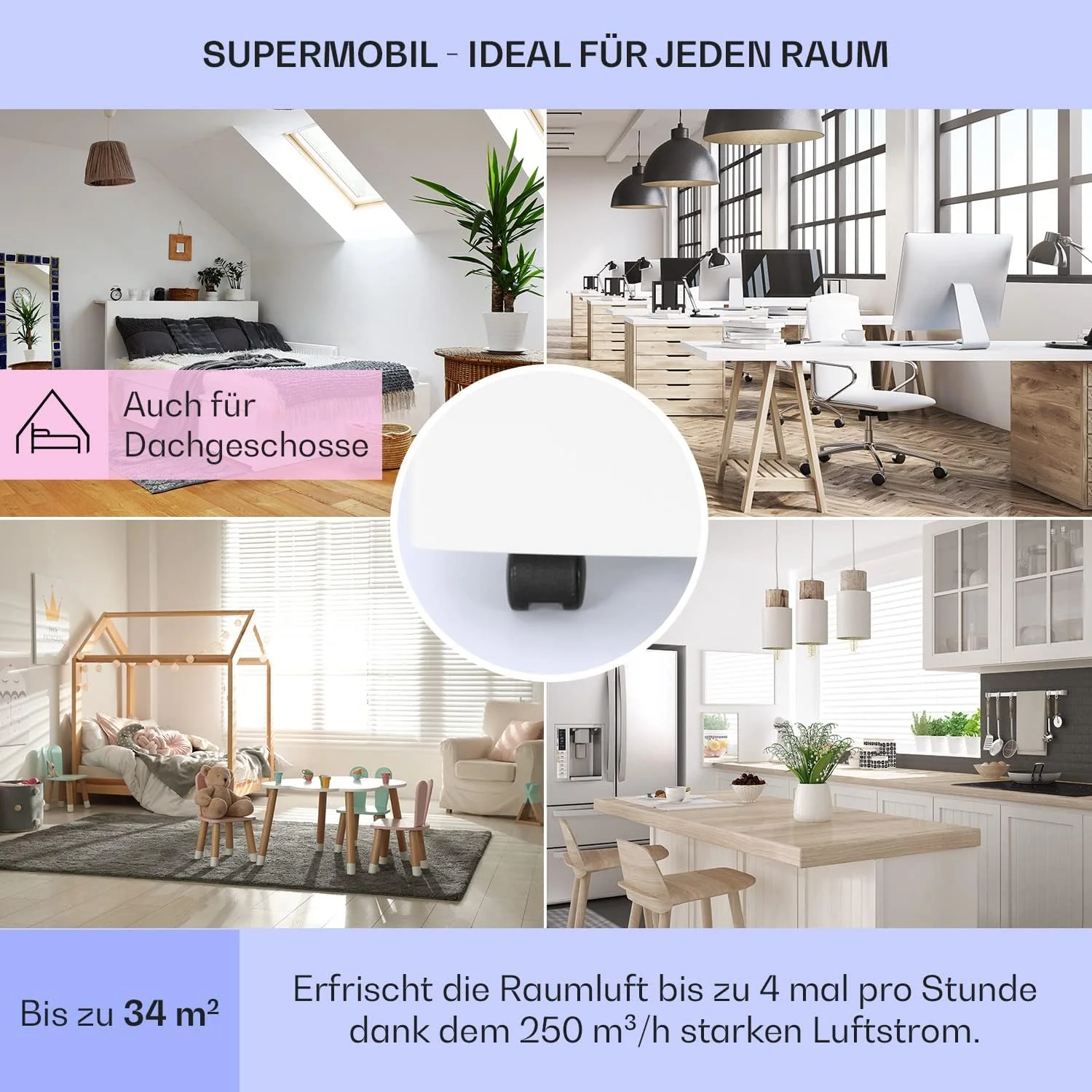 Klarstein Mobile Klimaanlage mit Abluftschlauch, 3-in-1 Klimagerät mit Ventilator, Luftentfeuchter & Nachtmodus, Kleine & Portable Klimaanlage für Wohnung & Büro, 12000 BTU Niedrig Verbrauch