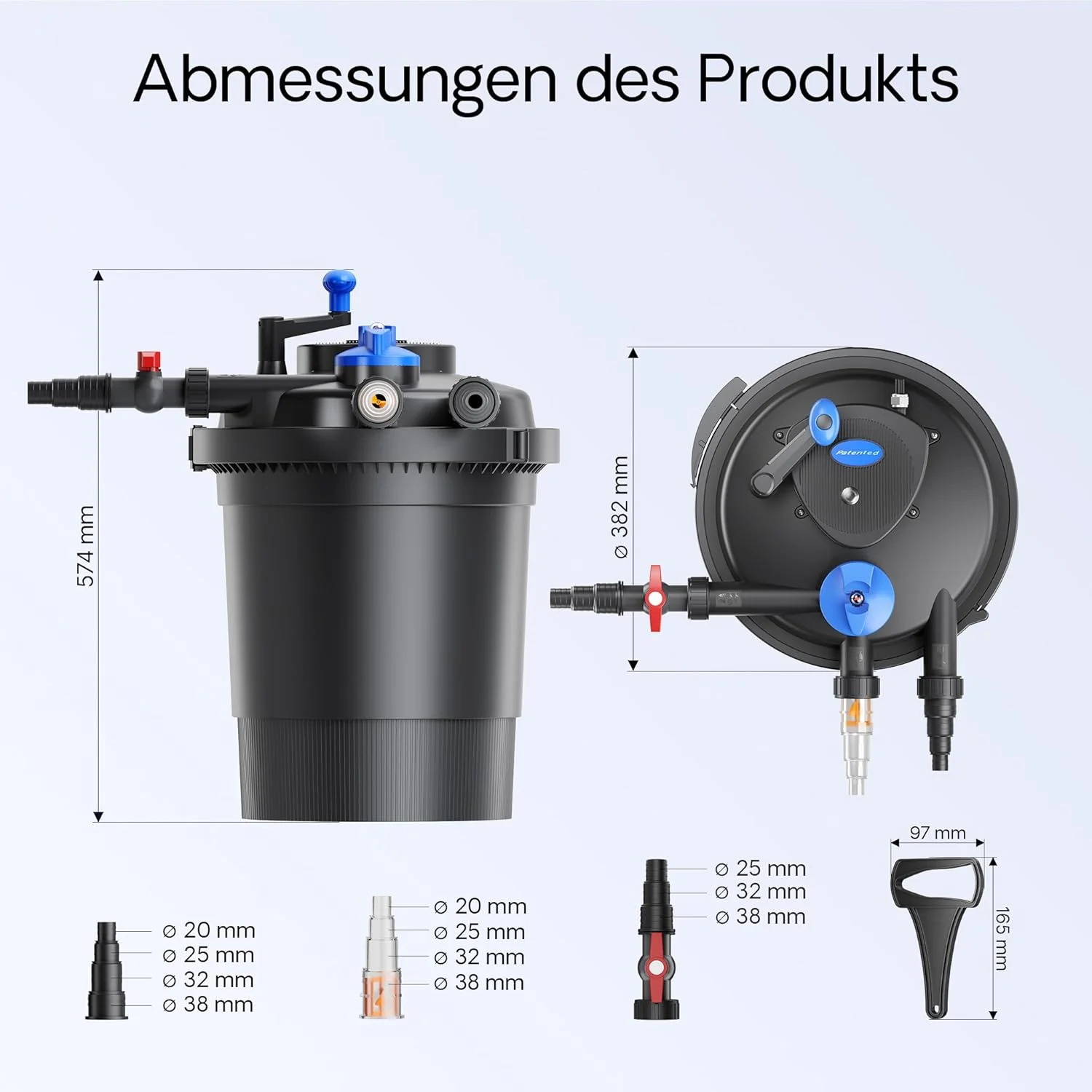 SunSun CPF-15000 drukfilter 10.000 l/u / 18 W UVC-eenheid, vijverdrukfilter voor vijvers tot 30.000 liter, vijverzuiveraar, filterinstallatie