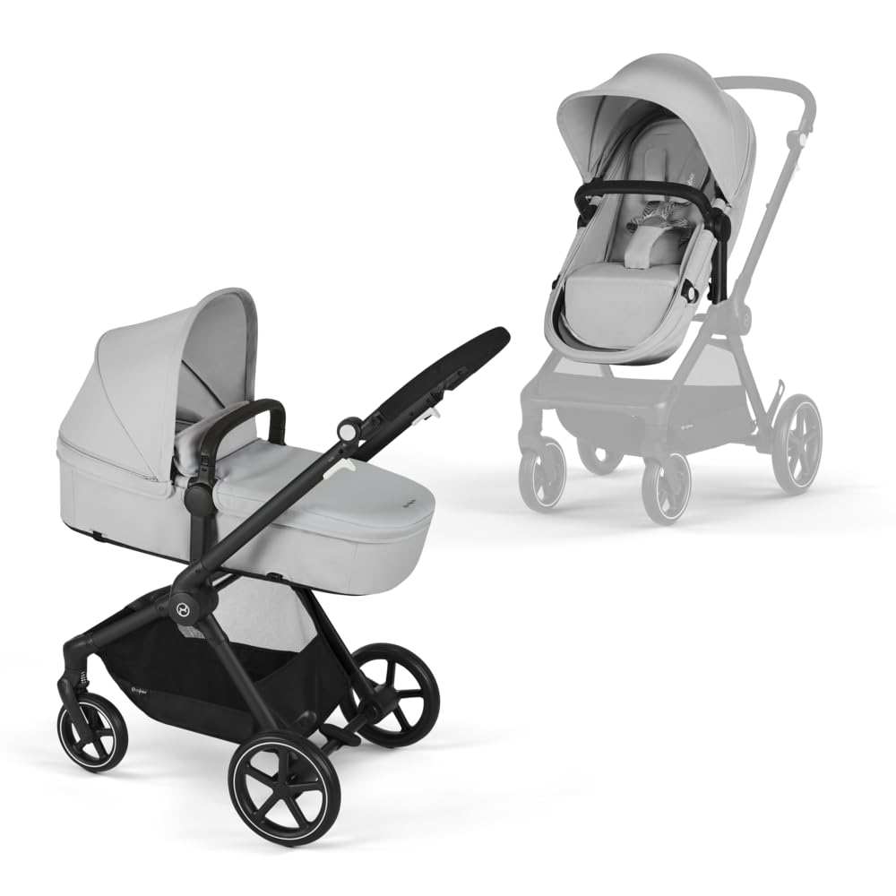 CYBEX Gold Kinderwagen EOS Lux 2-in-1, Reisesystem, Ab Geburt bis 22 kg (ca. 4 Jahre), Moon Black